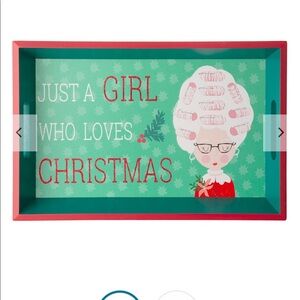 NWT “just a girl who loves Christmas” tray decor green red holidays